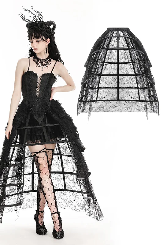 Rococo style spiderweb tattered birdcage petticoat long skirt KW354 Comfortable Maxi Skirt