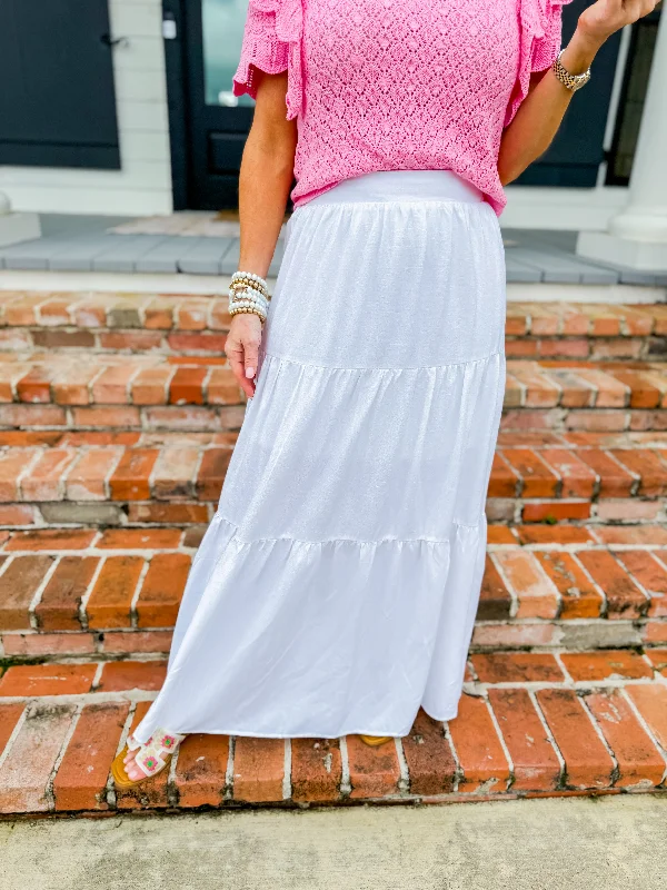 White Tiered Maxi Skirt Maxi Skirt Collection