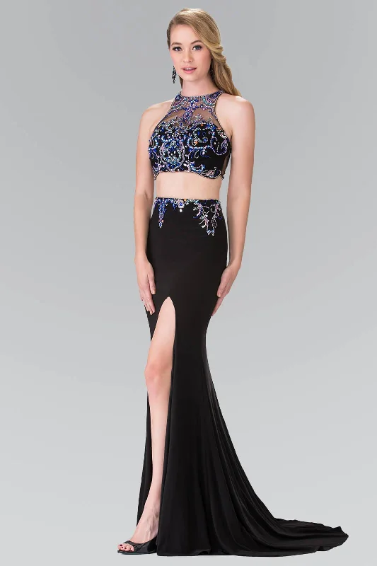 Prom 2 Piece Sexy Halter Evening Gown Velvet party dresses