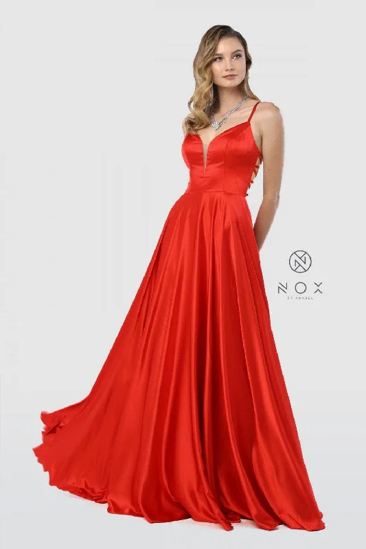 Long Open Back Prom Dress Evening Gown with Pockets Vintage party dresses