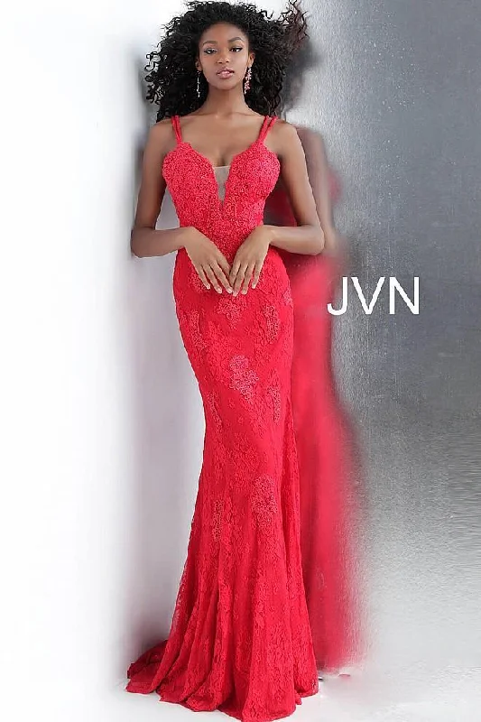 Jovani 66971 Long Fitted Formal Lace Prom Gown Tiered party dresses