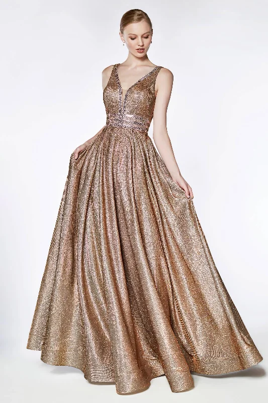 Cinderella Divine CJ505 Long Metallic Formal Prom Dress Ball Gown Outdoor party dresses