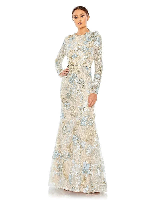 Mac Duggal 11174 Long Sleeve Floral Lace Formal Gown High-end party dresses