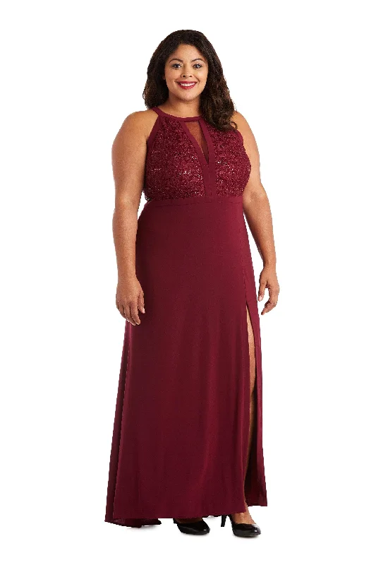 Nightway Plus Size Long Formal Halter Gown 21434WM Chic party dresses