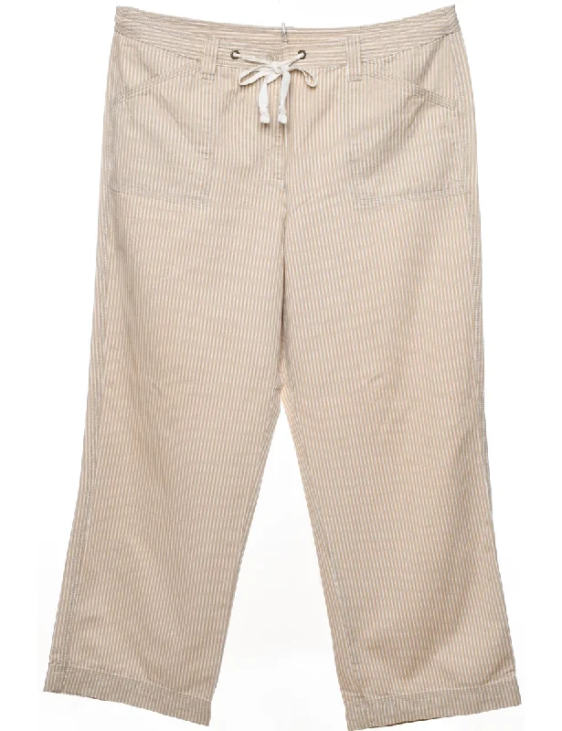 Anne Klein Striped Beige & White Striped Trousers - W35 L27 Cocktail unclassified dresses