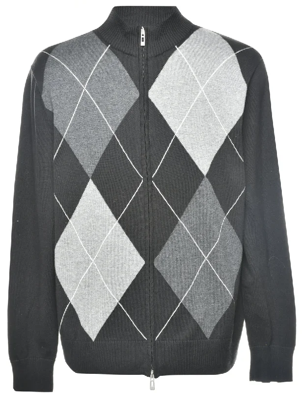 Argyle Black & Grey Cardigan - L Casual unclassified dresses