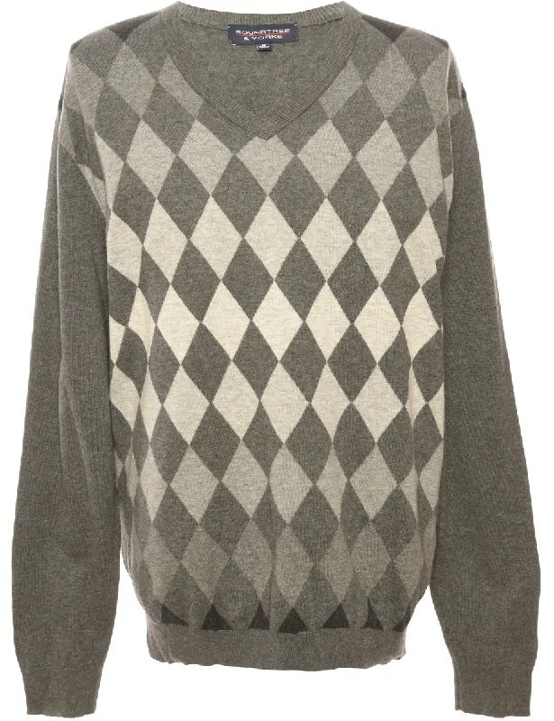 Argyle Grey Jumper - M Boho unclassified dresses