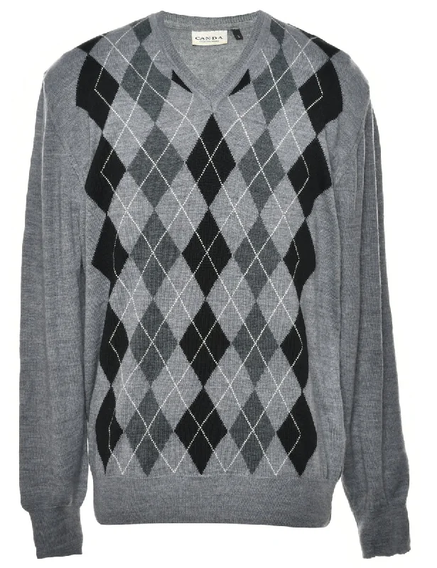 Argyle Jumper - L Monochrome unclassified dresses