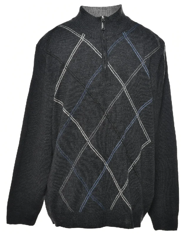 Argyle Knit Jumper - L