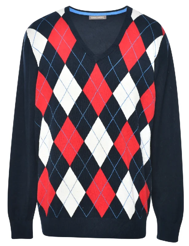 Argyle Knit Jumper - M