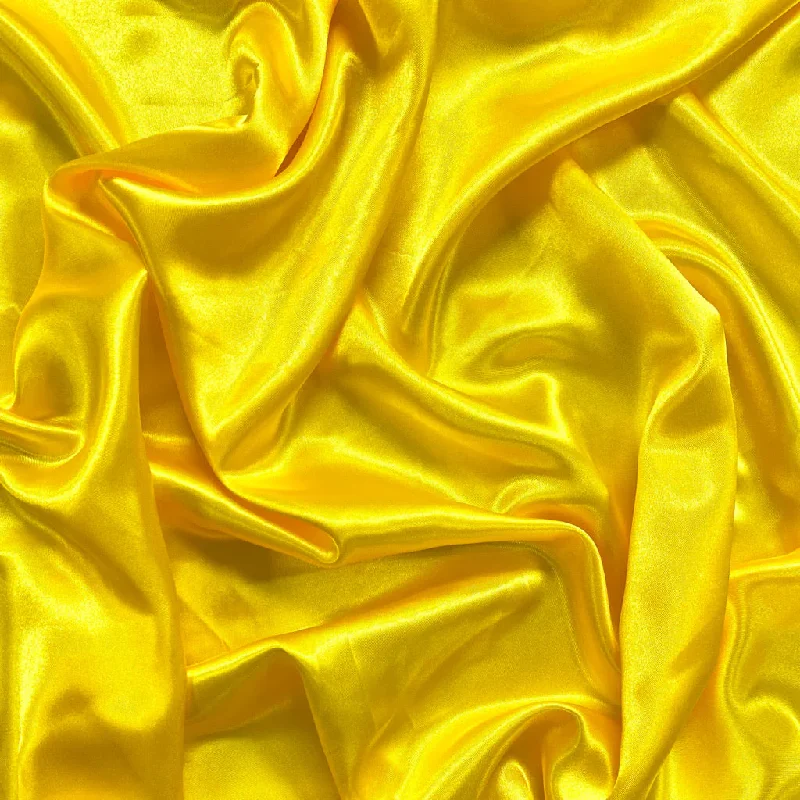 Bright Yellow Plain Moss Satin Fabric Short unclassified dresses