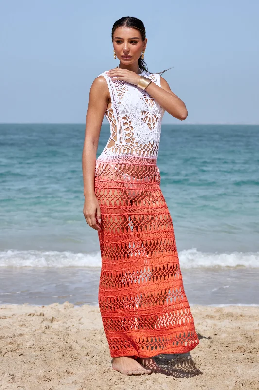 Yamila Crochet Dress Ombré Tangerine One-shoulder unclassified dresses