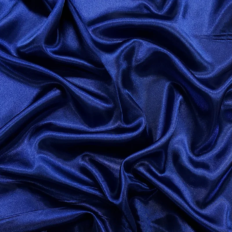 Navy Blue Plain Moss Satin Fabric Tiered unclassified dresses