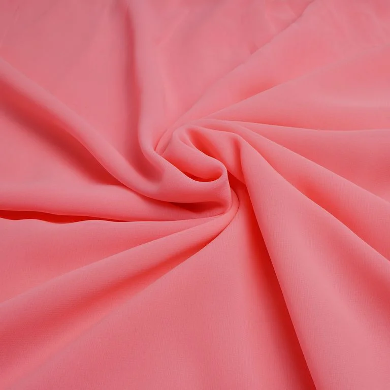 Salmon Pink Plain Faux Georgette Fabric