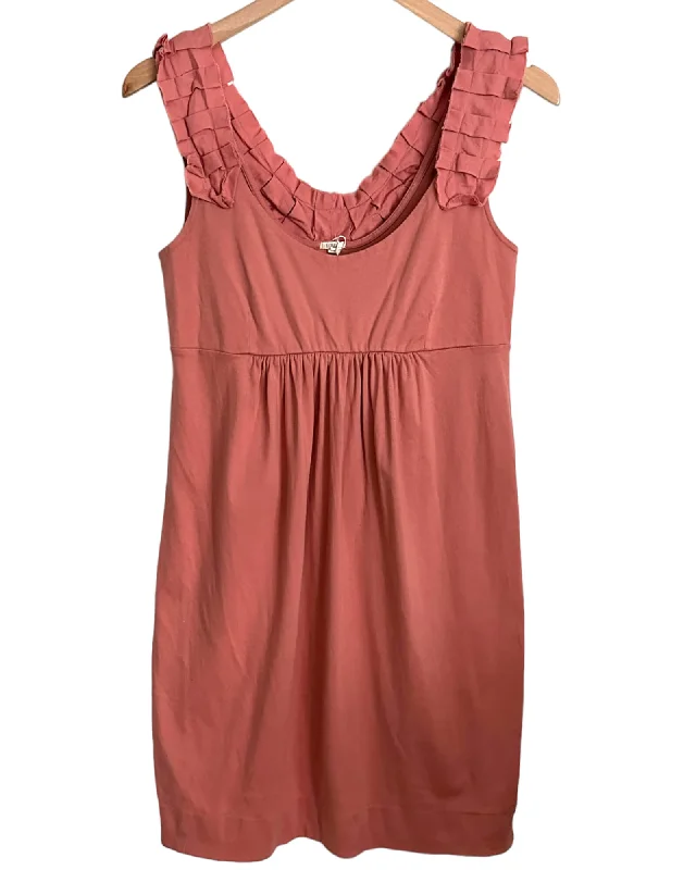 Soft Autumn Coral Rose Pleated Sleeveless Dress Halter unclassified dresses