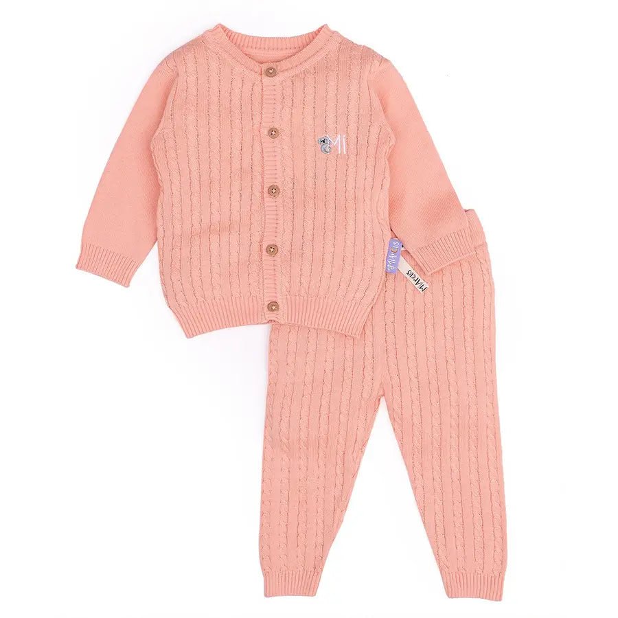 Unisex Cabel Knitted Cardigan with Pyjama Set