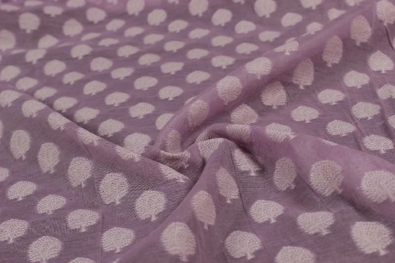 Light Mauve Floral Motifs Cotton Silk Chanderi Fabric Stretchy floral dresses