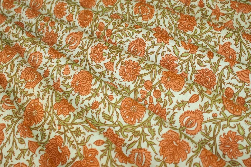 Peach Green Floral Printed Pure Cotton Fabric Maternity floral dresses