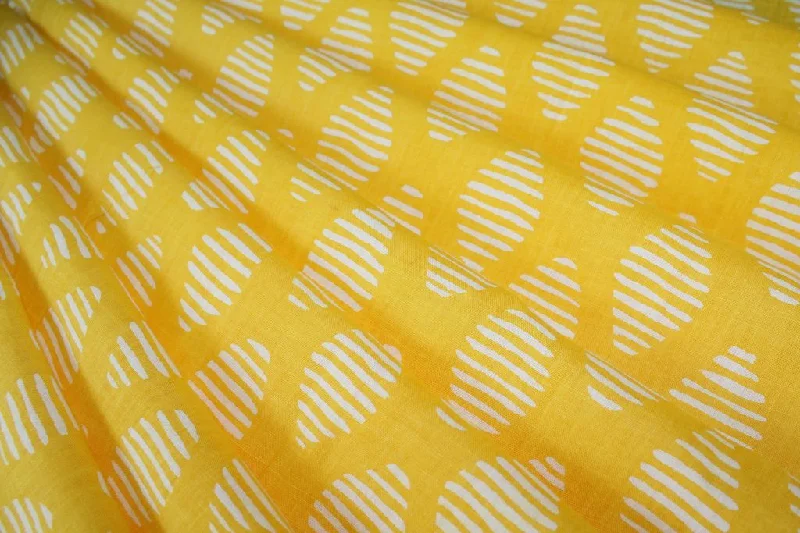 Yellow Geometric Printed Pure Cotton Fabric