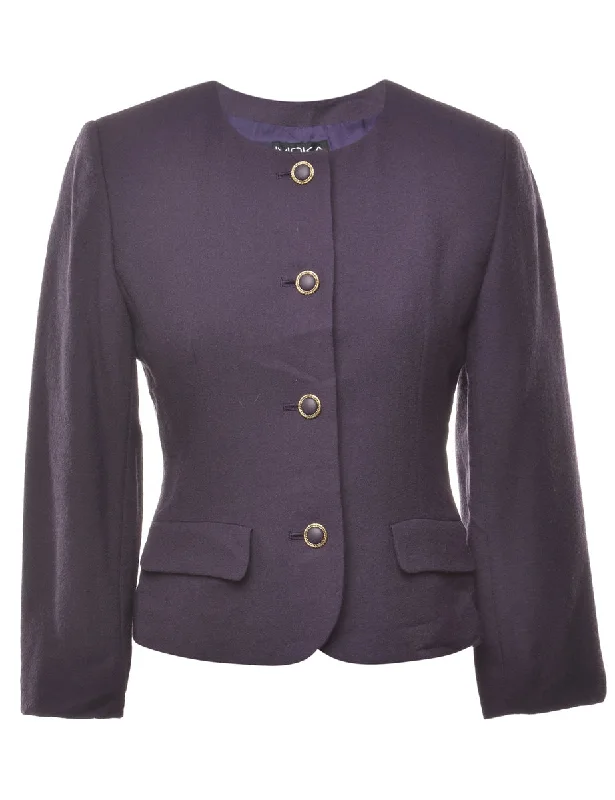 Button Front Purple Jacket - M Women's college jackets