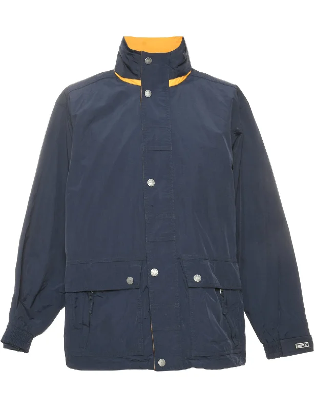 Navy & Yellow Nylon Jacket - S Women's all-season jackets