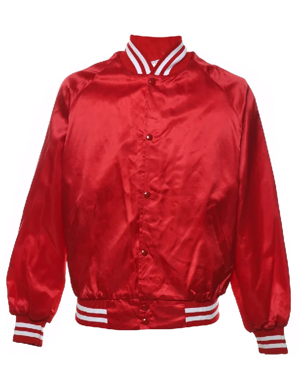 Red & White Contrast Bomber Jacket - M Women's insulated jackets