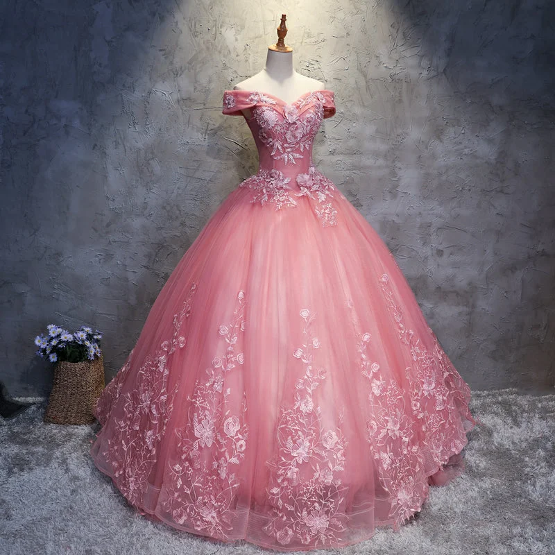 Charming Ball Gown Off-The-Shoulder Tulle Sweet 16 Dress, Quinceanera Dress Casual Tulle Dress