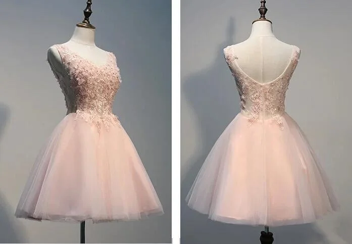 Charming Pearl Pink Tulle Formal Dress , Lovely Homecoming Dresses Tulle Dress Formal