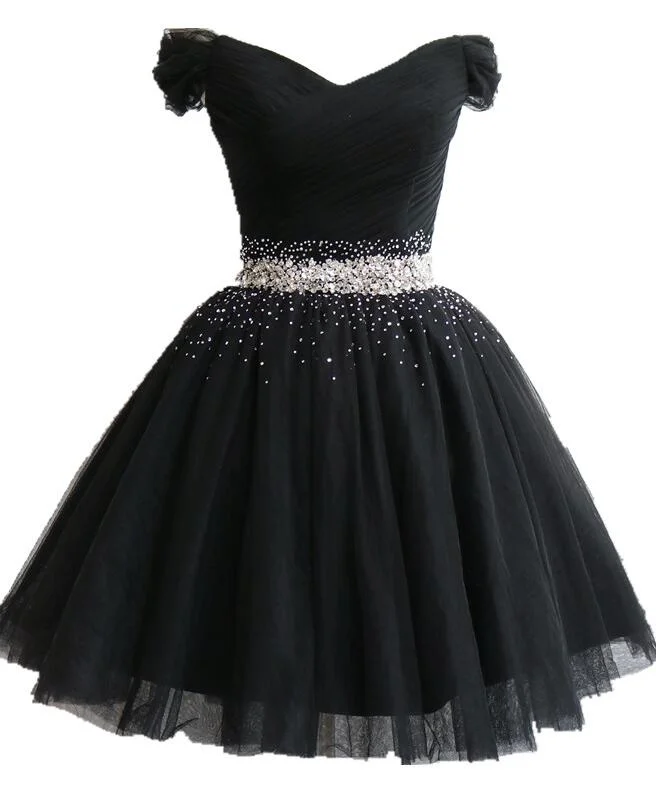 Little Black Homecoming Dress  Tulle Cute Short Formal Dress Tulle Dress Design