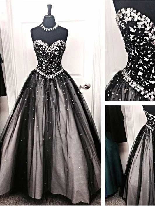 Black Prom Dresses Sweetheart Floor-length Lace Sexy Prom Dress/Evening Dress JKL361 Lace Detail Gown