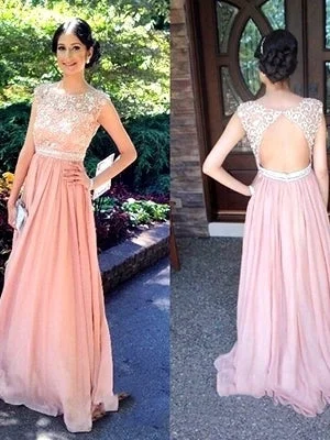 Lace Prom Dresses A-line Short Train Pearl Pink Sexy Prom Dress/Evening Dress JKL414 Flowy Lace Dress