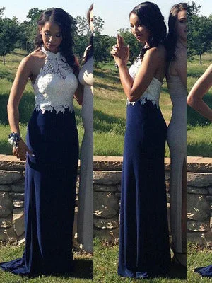 Sexy Prom Dresses Halter Lace Sheath/Column Short Train Long Prom Dress/Evening Dress JKL363 Lace Gown Glam