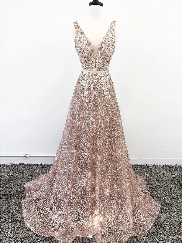 Sparkly Prom Dresses with Straps Aline Long Prom Dress Lace Evening Dress JKL1679 Lace Dress Accent