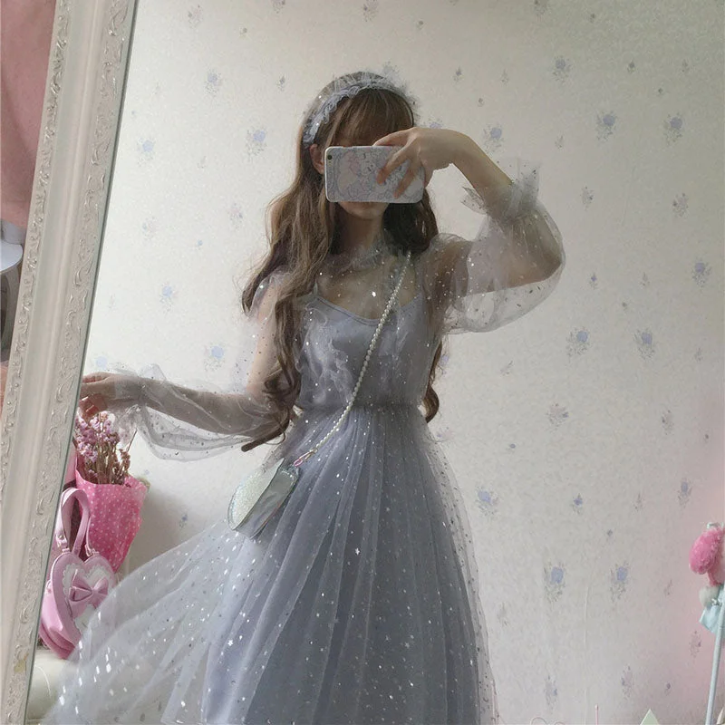 Sequin Tulle Slip Dress Sweet Lolita