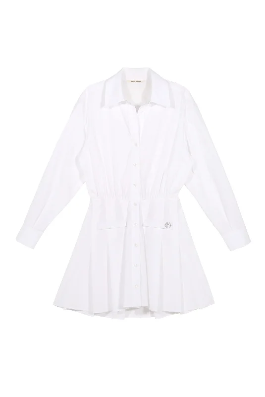 [MAKEATOAST] SS 24 OPEN-COLLAR SHIRT DRESS WHITE MBDSOP002WH Silk Shirt Dress