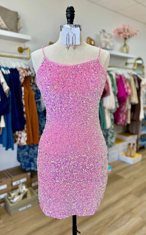 Pink Sequin Cami Dress Sequin Dress Trend