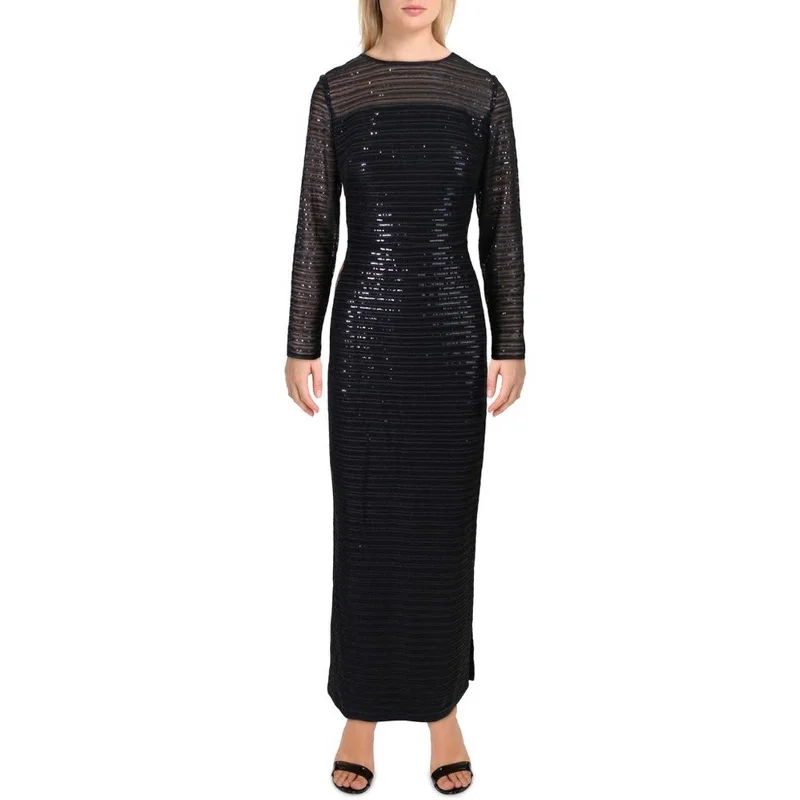 Ralph Lauren Black Sequin Evening Gown, “Prudelle” Sequin Dress Long