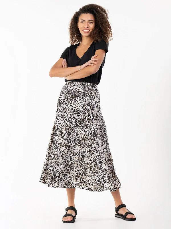 Jolie Moi Sara Animal Print Midi Skirt, Cream Animal Midi Skirt Party