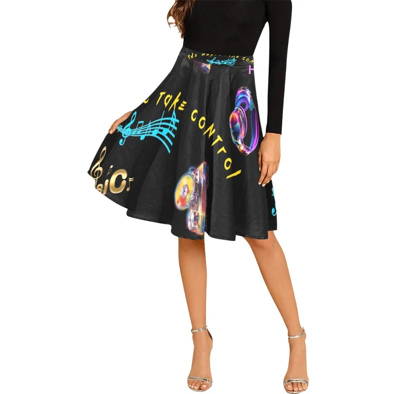 “Let the Music Take Control” Women's Pleated Midi Skirt Midi Skirt Trend