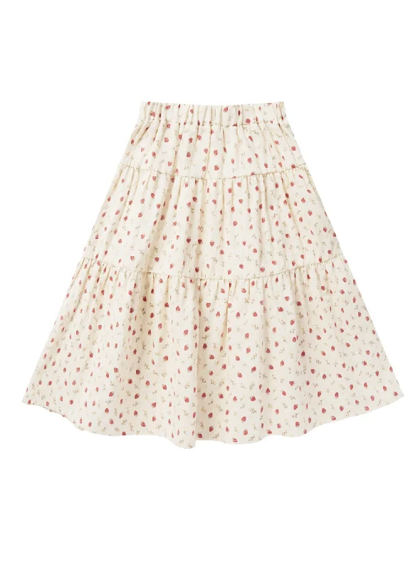 The Tiered Midi Skirt by Rylee + Cru - Strawberry Field - KIDS Midi Skirt Fashion