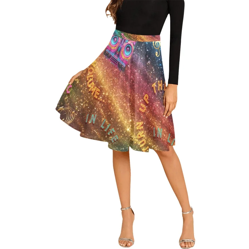 “Turn Up the Volume” Women's Pleated Midi Skirt Lace Midi Skirt