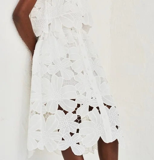 Lace Midi Skirt - White Midi Skirt Trendy