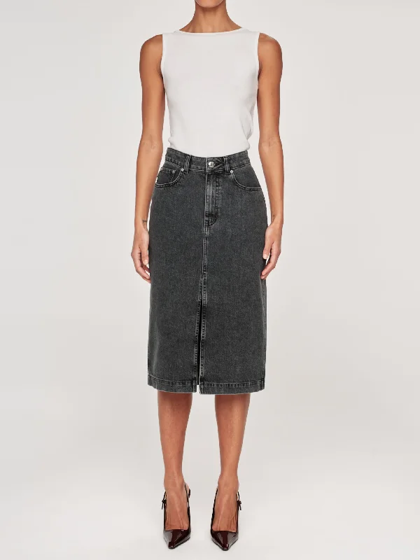 Lexie High Rise Denim Skirt Midi | Lt. Nightshade Elegant Midi Dress